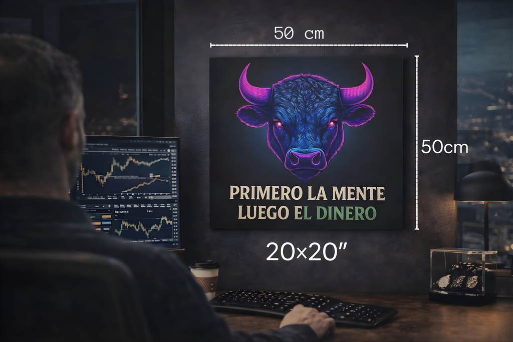 Cuadro Motivacional de Trading – “Primero la mente, luego el dinero” | Lienzo premium para traders