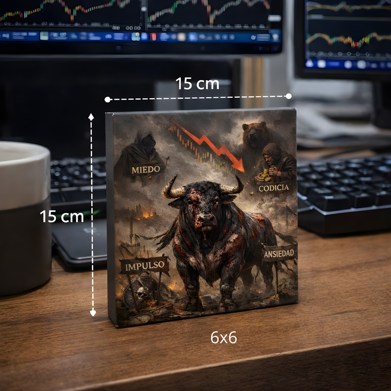 Toro del Mercado: Miedo, Codicia e Impulso | Cuadro en Lienzo para Traders