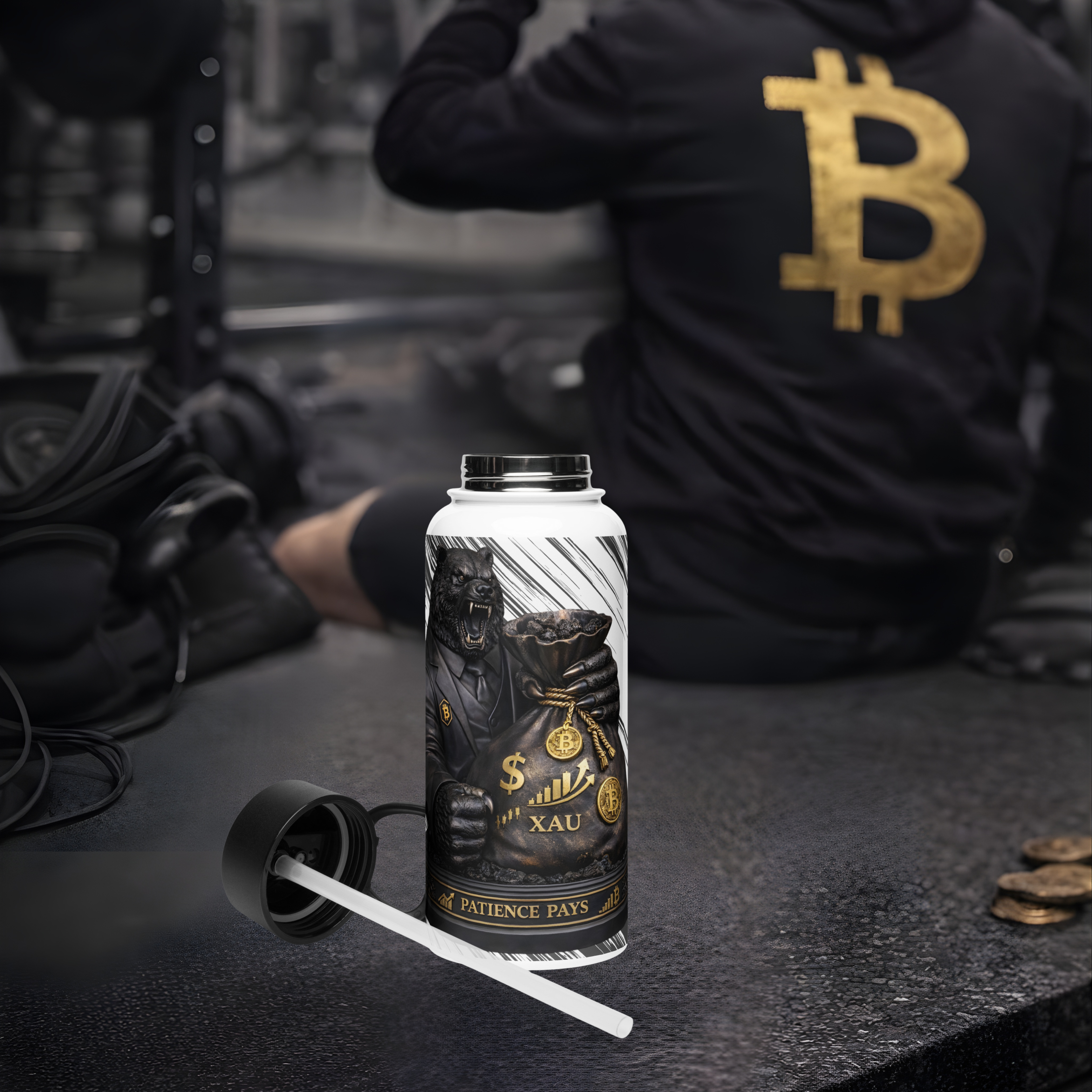 Termo Deportivo Premium “Patience Pays” – Hidratación para Traders y Atletas