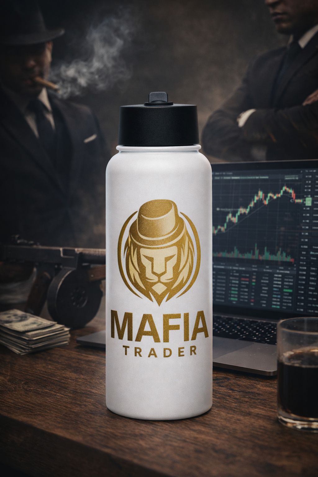Botella Mafia Trader – Disciplina, poder y enfoque para traders que juegan en serio