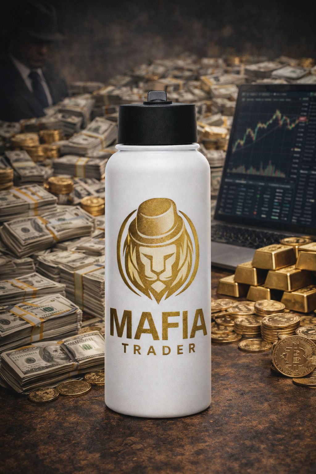 Botella Mafia Trader – Disciplina, poder y enfoque para traders que juegan en serio