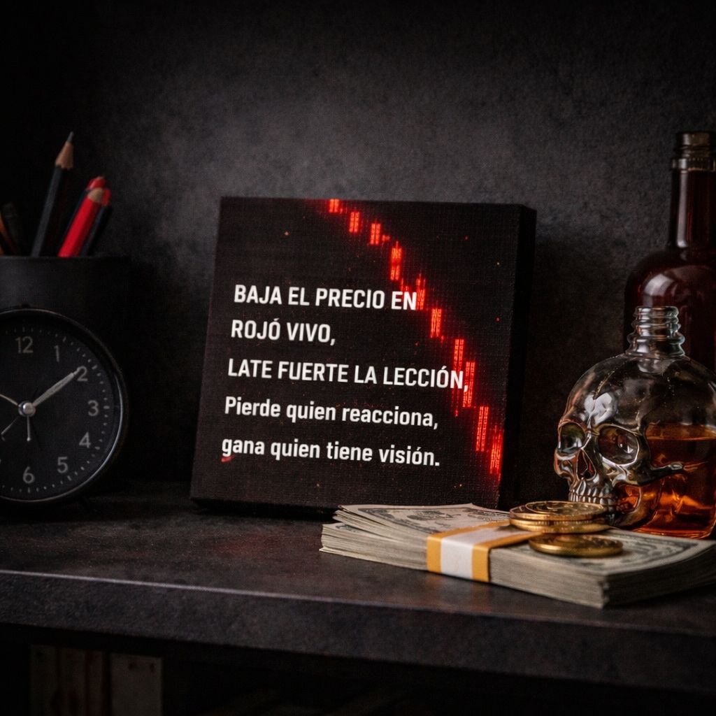 Baja el Precio en Rojo Vivo – Lienzo Motivacional para Traders