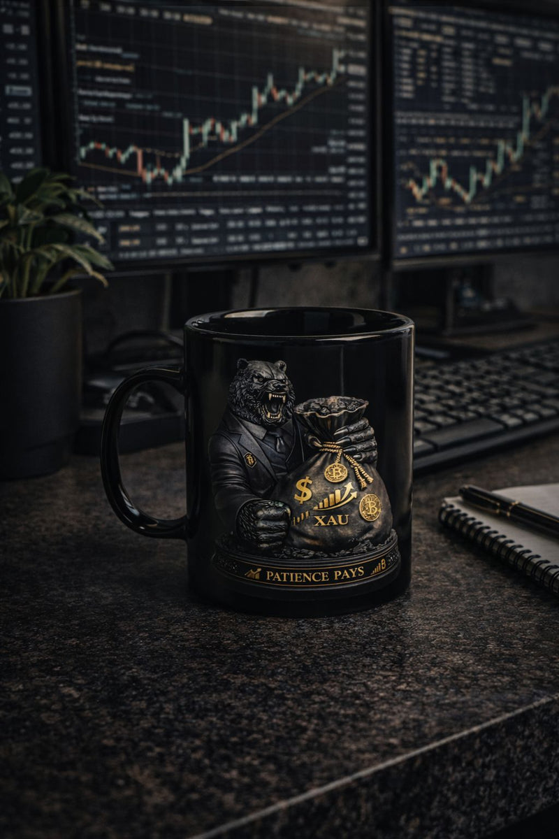Taza Negra Brillante Premium – Estilo Trader | Cerámica 11 oz / 15 ok